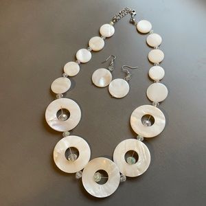 White statement necklace and earrings set